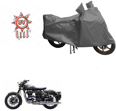 DeepShakshi AUTOMOTIVE Waterproof Two Wheeler Cover for Royal Enfield(Battle Green, Grey)