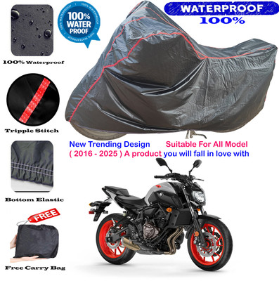 OliverX Waterproof Two Wheeler Cover for Yamaha(MT 07, Black, Red)
