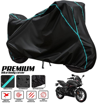 ZAQE Two Wheeler Cover for Bajaj(Pulsar 250 BS6, Black, Blue)