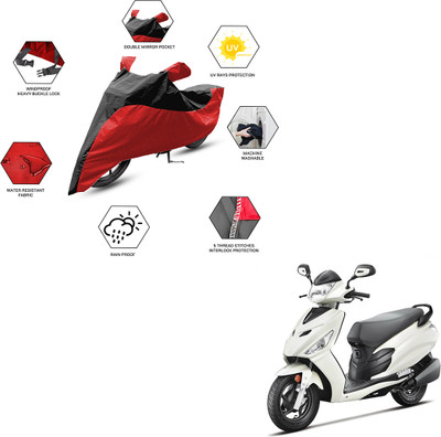 FurniGully Two Wheeler Cover for Hero Electric(Electric Dash BS6, Black, Red)
