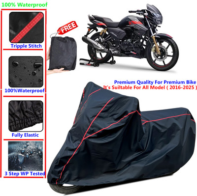 SThanaveX Waterproof Two Wheeler Cover for TVS(Apache RTR 200 4V, Black)