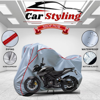 OliverX Waterproof Two Wheeler Cover for Bajaj(Pulsar NS200 BS6, Silver, Red)