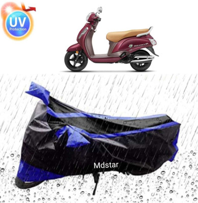 Mdstar Waterproof Two Wheeler Cover for TVS(Pulsar, Blue, Black)