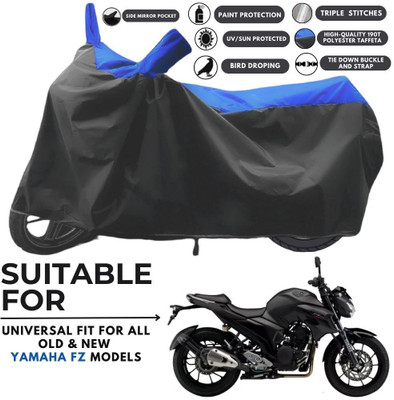 ZAQE Two Wheeler Cover for Yamaha(FZ 25 BS6, Black, Blue)