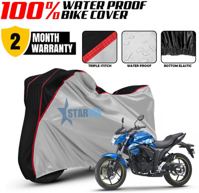 Starvin Waterproof Two Wheeler Cover for Suzuki(Gixxer, Silver, Black)