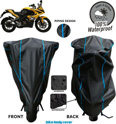 MADAFIYA Two Wheeler Cover for Bajaj(Pulsar RS200 BS6, Black, Blue)