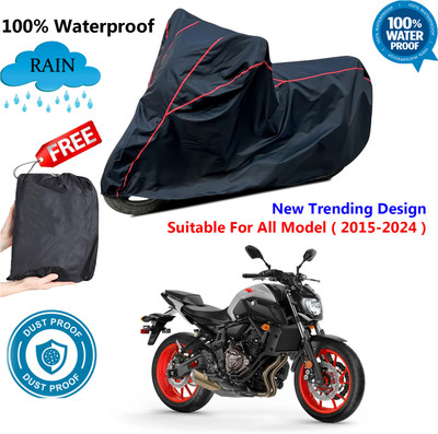 AUTOCAD Waterproof Two Wheeler Cover for Yamaha(MT 07, Black, Red)