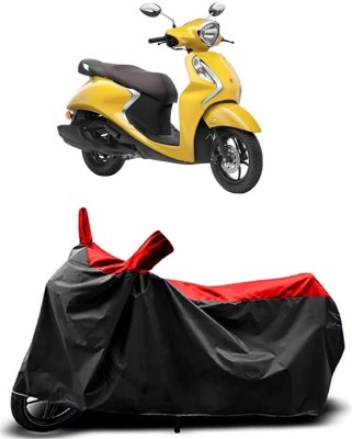 KEDIT Two Wheeler Cover for Yamaha(Fascino 125 FI, Red, Black)