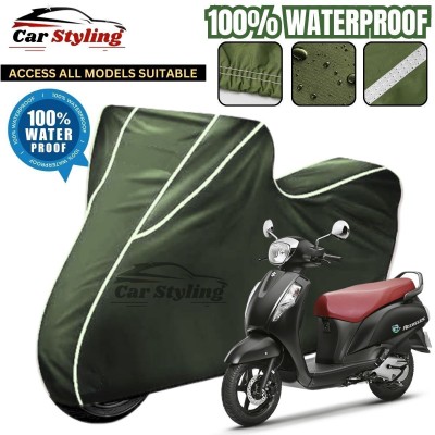 Car Styling Waterproof Two Wheeler Cover for Suzuki(Access, Green, White)