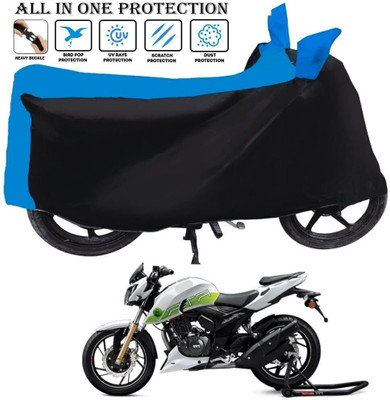 OliverX Waterproof Two Wheeler Cover for TVS(Apache RTR 200 4V, Black, Blue)