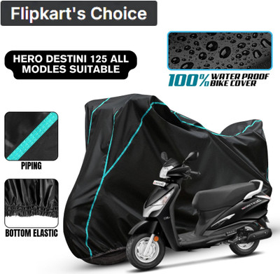 xodi Waterproof Two Wheeler Cover for Hero(Destini 125, Black, Blue, Multicolor)