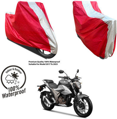 AutoGalaxy Waterproof Two Wheeler Cover for Yamaha(FZ-Fi Version 3.0, Silver, Red)