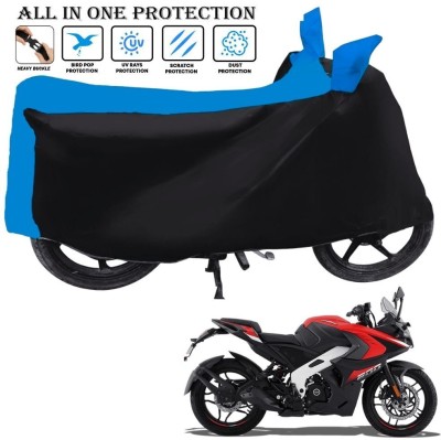 xodi Waterproof Two Wheeler Cover for Bajaj(Pulsar RS 200, Black, Blue)