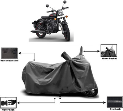 Amexride Two Wheeler Cover for Royal Enfield(350 BS6, Grey)