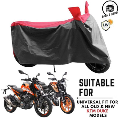 ZAQE Waterproof Two Wheeler Cover for KTM(125 Duke, Grey, Red)
