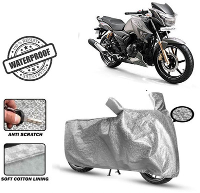 ROYAL AUTO MART Waterproof Two Wheeler Cover for TVS(Apache RTR 160 4V, Silver)