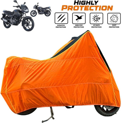 ZAQE Waterproof Two Wheeler Cover for Bajaj(Pulsar 125, Black, Orange)