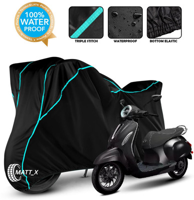 MATT_X Waterproof Two Wheeler Cover for Bajaj(Chetak, Black, Blue)
