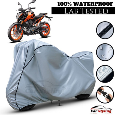 Car Styling Waterproof Two Wheeler Cover for KTM(Duke 200, Silver, Black)