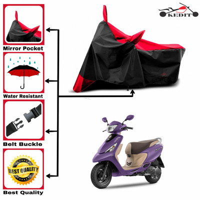 KEDIT Two Wheeler Cover for TVS(Zest 110, Red, Black)