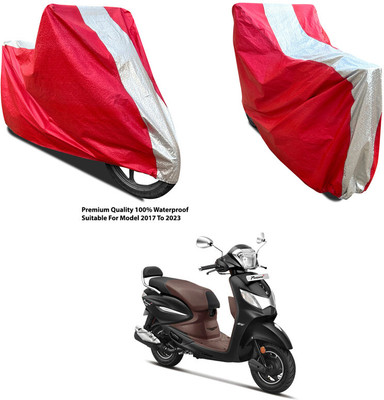 AutoGalaxy Waterproof Two Wheeler Cover for Hero(Pleasure Plus, Silver, Red)