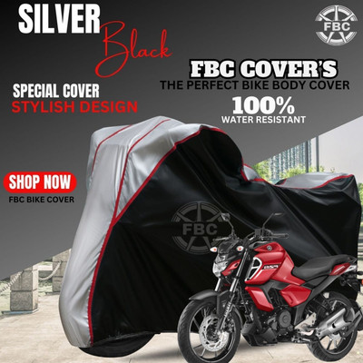 AUTOCAD Waterproof Two Wheeler Cover for Yamaha(FZ, Black, Silver)