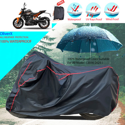 OliverX Waterproof Two Wheeler Cover for KTM(250 Duke, Black)