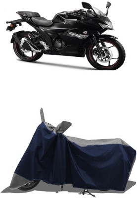 SUGASHRI Waterproof Two Wheeler Cover for Suzuki(Gixxer SF 150, Grey, Blue)