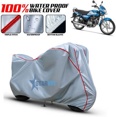 Starvin Waterproof Two Wheeler Cover for Hero(HF Deluxe BS6, Silver, Red)