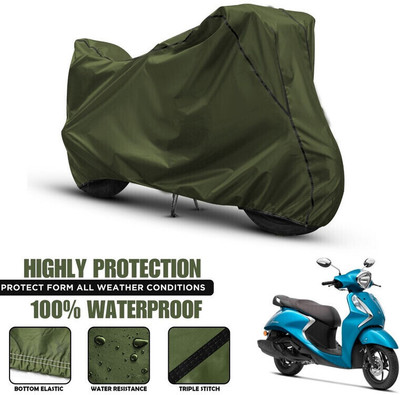 OliverX Waterproof Two Wheeler Cover for Yamaha(Fascino, Green, Black)