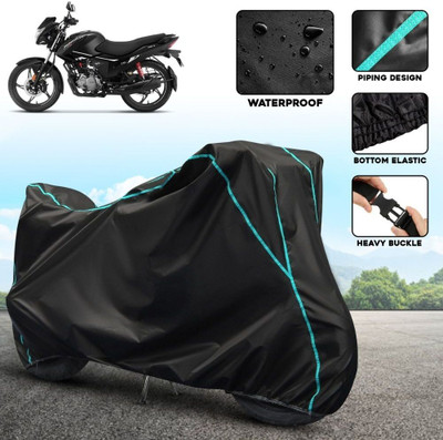 AutoGalaxy Waterproof Two Wheeler Cover for Hero(New Glamour BS6, Black, Blue)