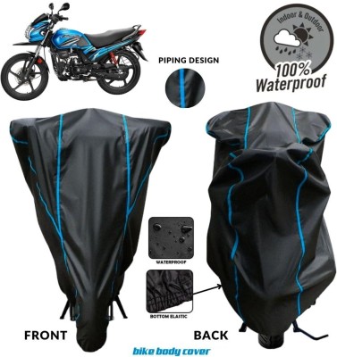 MADAFIYA Two Wheeler Cover for Hero(Passion Pro i3S, Black, Blue)