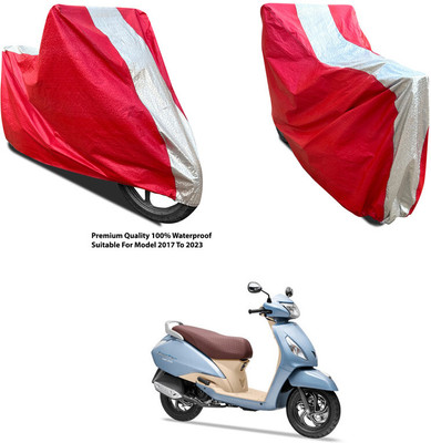 AutoGalaxy Waterproof Two Wheeler Cover for TVS(Jupiter, Silver, Red)