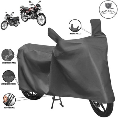 MADAFIYA Waterproof Two Wheeler Cover for Hero(HF Deluxe BS6, Grey)