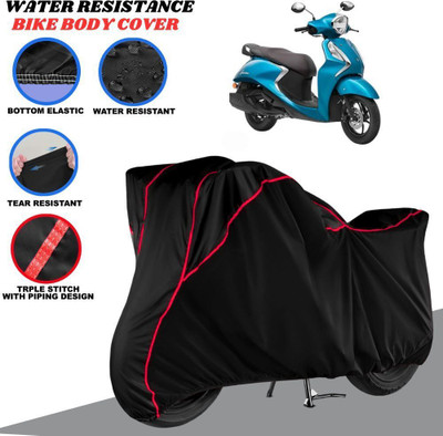 Starlink Waterproof Two Wheeler Cover for Universal For Bike(Fascino, Black, Red)