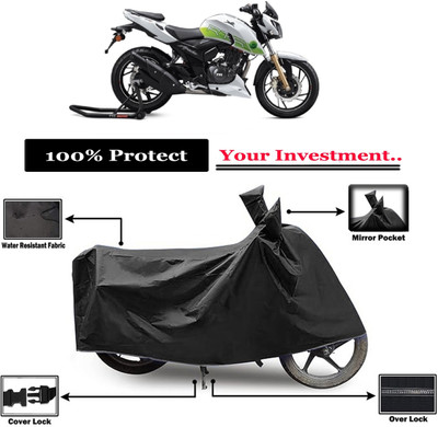 Amexride Two Wheeler Cover for TVS(Apache RTR 200 Fi E100, Black)