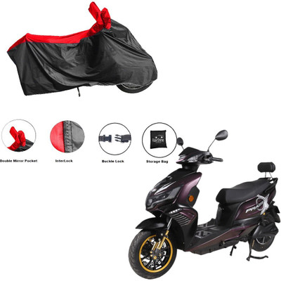 RiderShine Waterproof Two Wheeler Cover for Okinawa(i-Praise, Black, Red)
