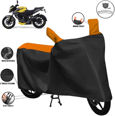 MADAFIYA Waterproof Two Wheeler Cover for Bajaj(Pulsar NS 200, Black, Orange)