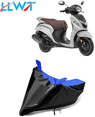 KPIND Waterproof Two Wheeler Cover for Yamaha(Fascino, Black, Blue)
