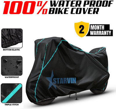 Starvin Waterproof Two Wheeler Cover for Hero(HF Deluxe BS6, Black, Blue)