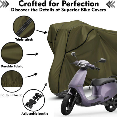 Shiv Kanha Waterproof Two Wheeler Cover for Ola(Scooty, Green, Black)