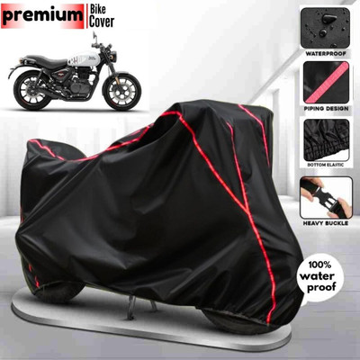 AutoGalaxy Waterproof Two Wheeler Cover for Royal Enfield(Hunter 350, Black, Red)
