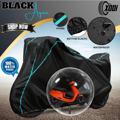 xodi Waterproof Two Wheeler Cover for Ola(Black, Blue)