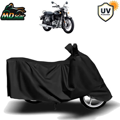 Mdstar Waterproof Two Wheeler Cover for Royal Enfield(Bullet 350, Black)