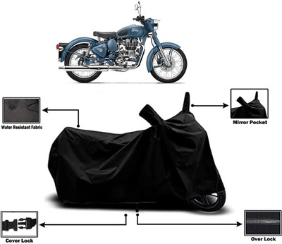 Amexride Two Wheeler Cover for Royal Enfield(Squadron Blue, Black)