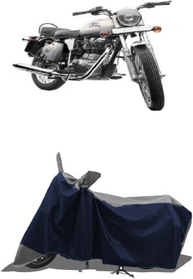 SUGASHRI Waterproof Two Wheeler Cover for Royal Enfield(Bullet 350, Grey, Blue)