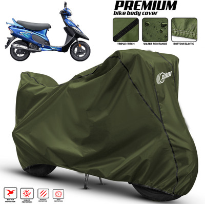 xodi Two Wheeler Cover for TVS(Scooty Pep Plus BS6, Green, Black)