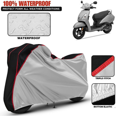 Shiv Kanha Waterproof Two Wheeler Cover for TVS(Jupiter, Silver, Black)