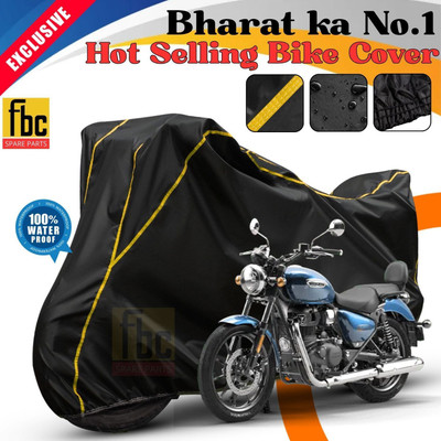 FBC Waterproof Two Wheeler Cover for Royal Enfield(Meteor BS6, Black, Yellow)
