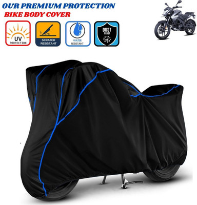 Delphinium Waterproof Two Wheeler Cover for Bajaj(Pulsar NS 160, Black, Blue)